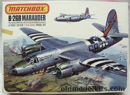 Matchbox 1/72 Martin B-26B Marauder - USAAF 599 BS 397 BG 9thAF 1944 / 'Bar Fly' 544 BS 386 BG UK 1943/44 / South African Air Force Marauder II 24th Sq Italy 1943/44, PK-407 plastic model kit